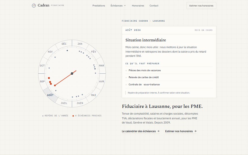 Aperçu du site Fiduciaire Cadran
