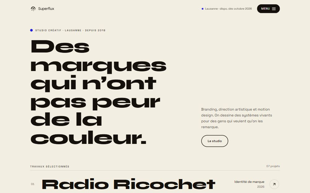 Aperçu du site Studio Superflux